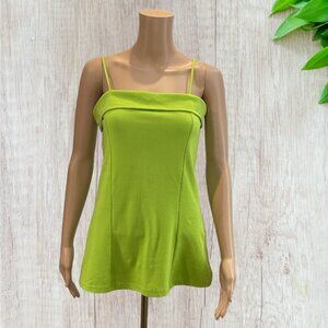 GW SPORT -- Long Top, Spaghetti Straps, Side Vents, Lime Green